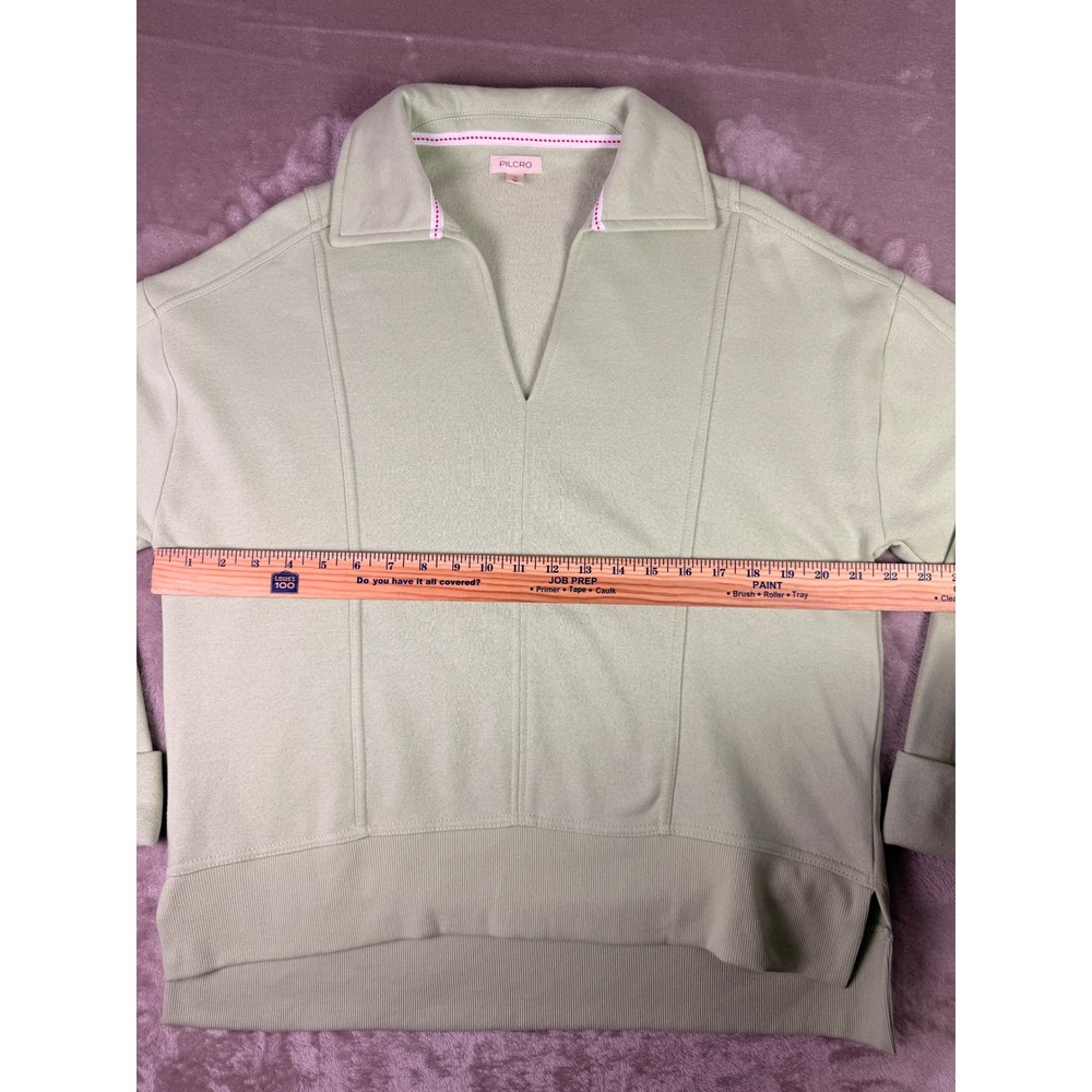 Pilcro Anthropologie Johnny Collar Pullover Sweatshirt‎ XS Light Green Womens - Picture 7 of 11